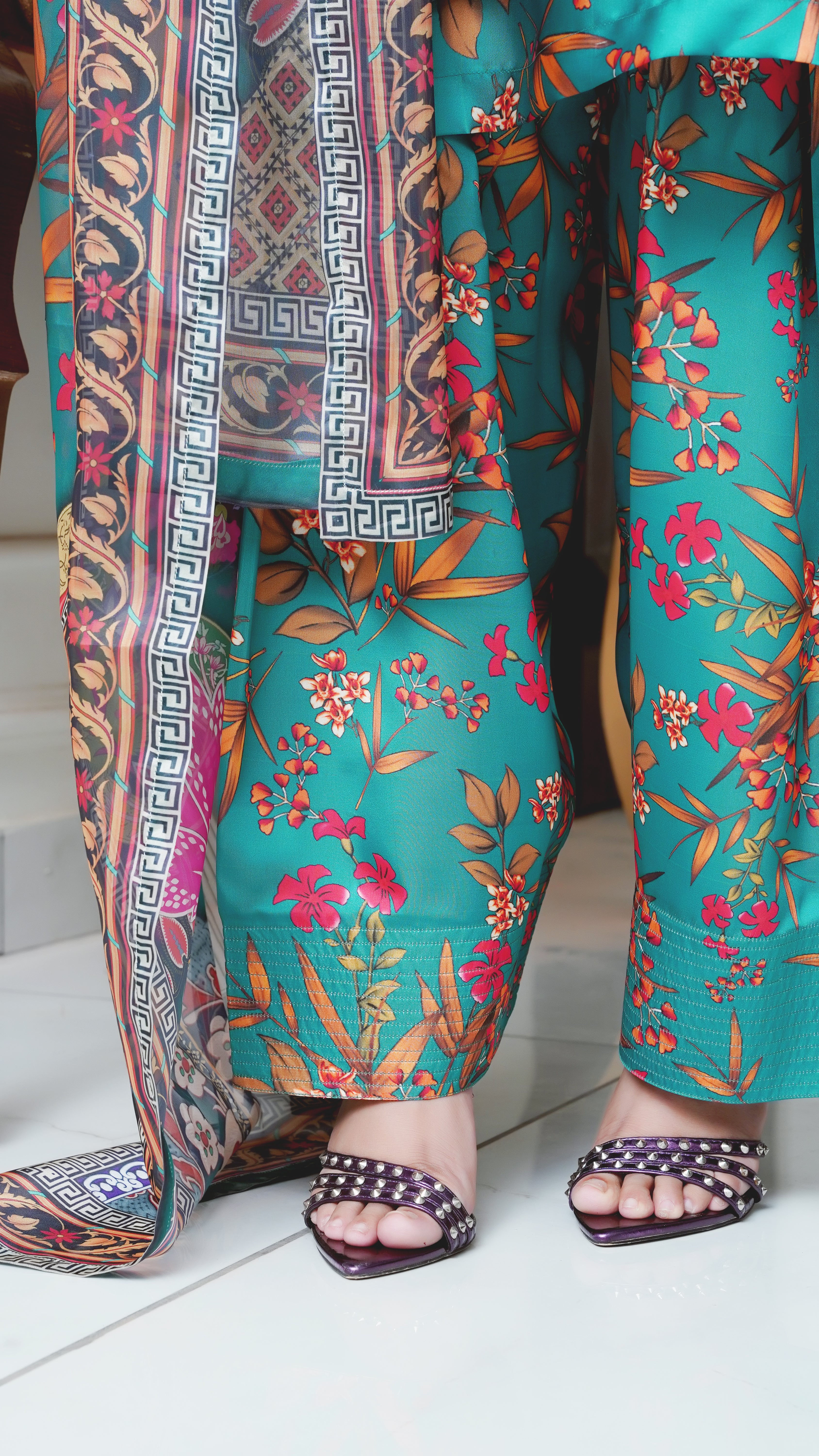 Shamooz Silk Printed 3-Piece Suit