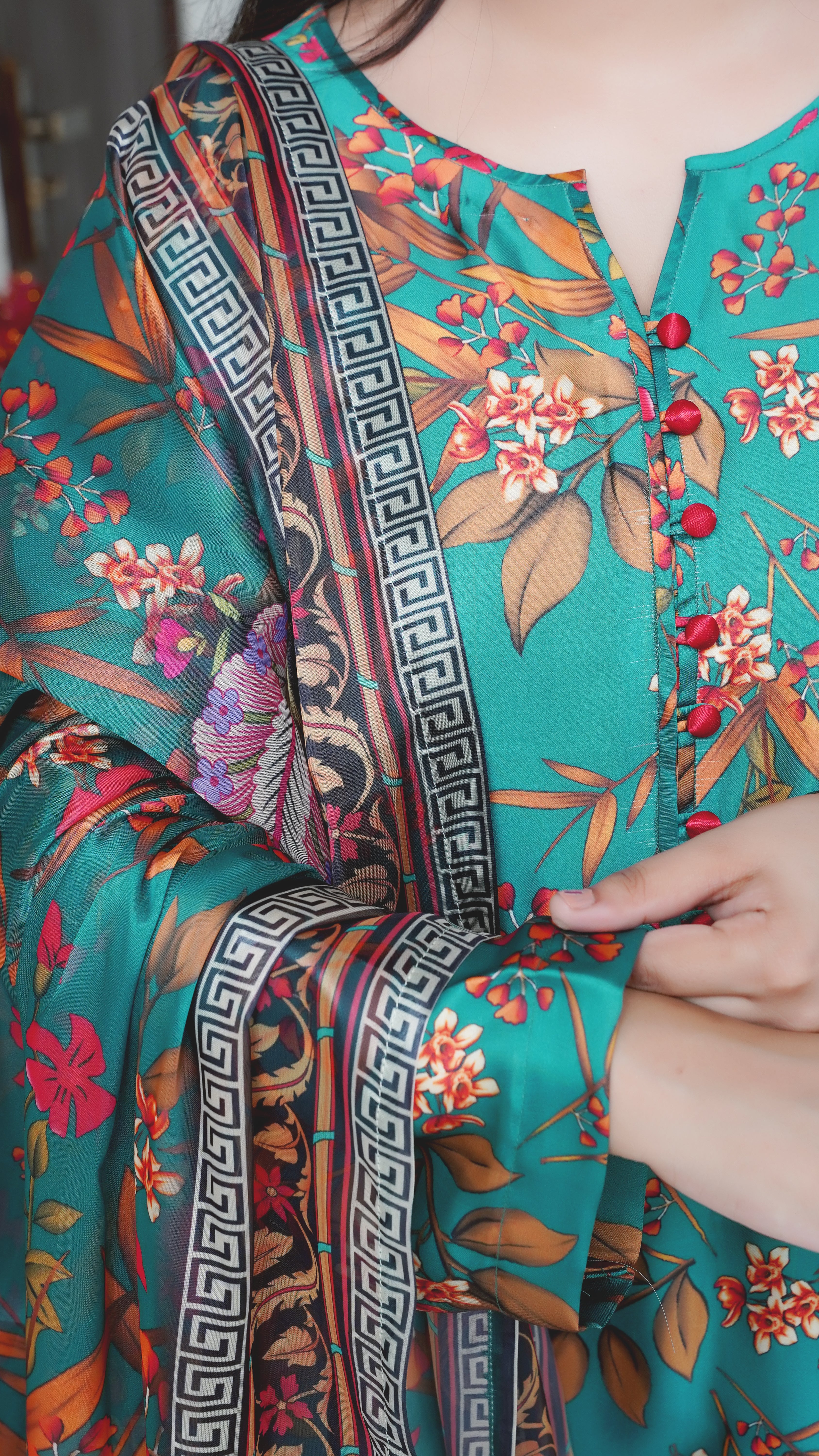 Shamooz Silk Printed 3-Piece Suit