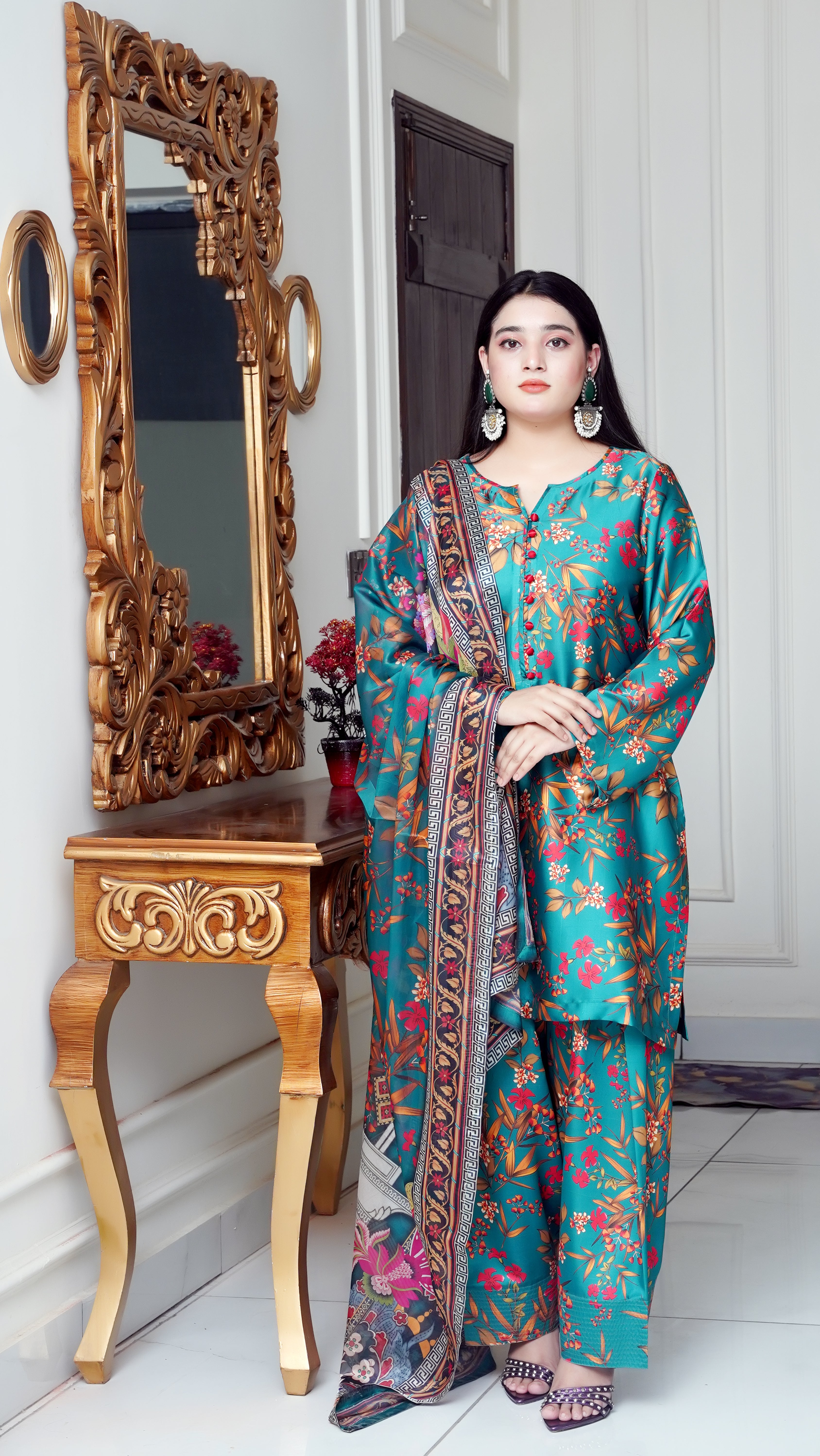 Shamooz Silk Printed 3-Piece Suit