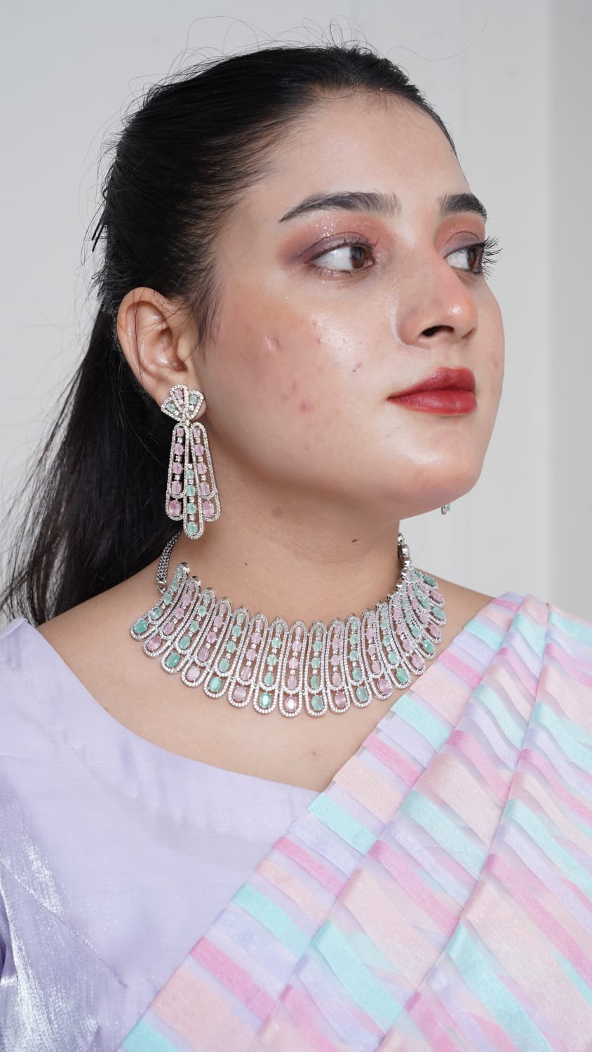 Blue, Pink & Aqua Silver Set