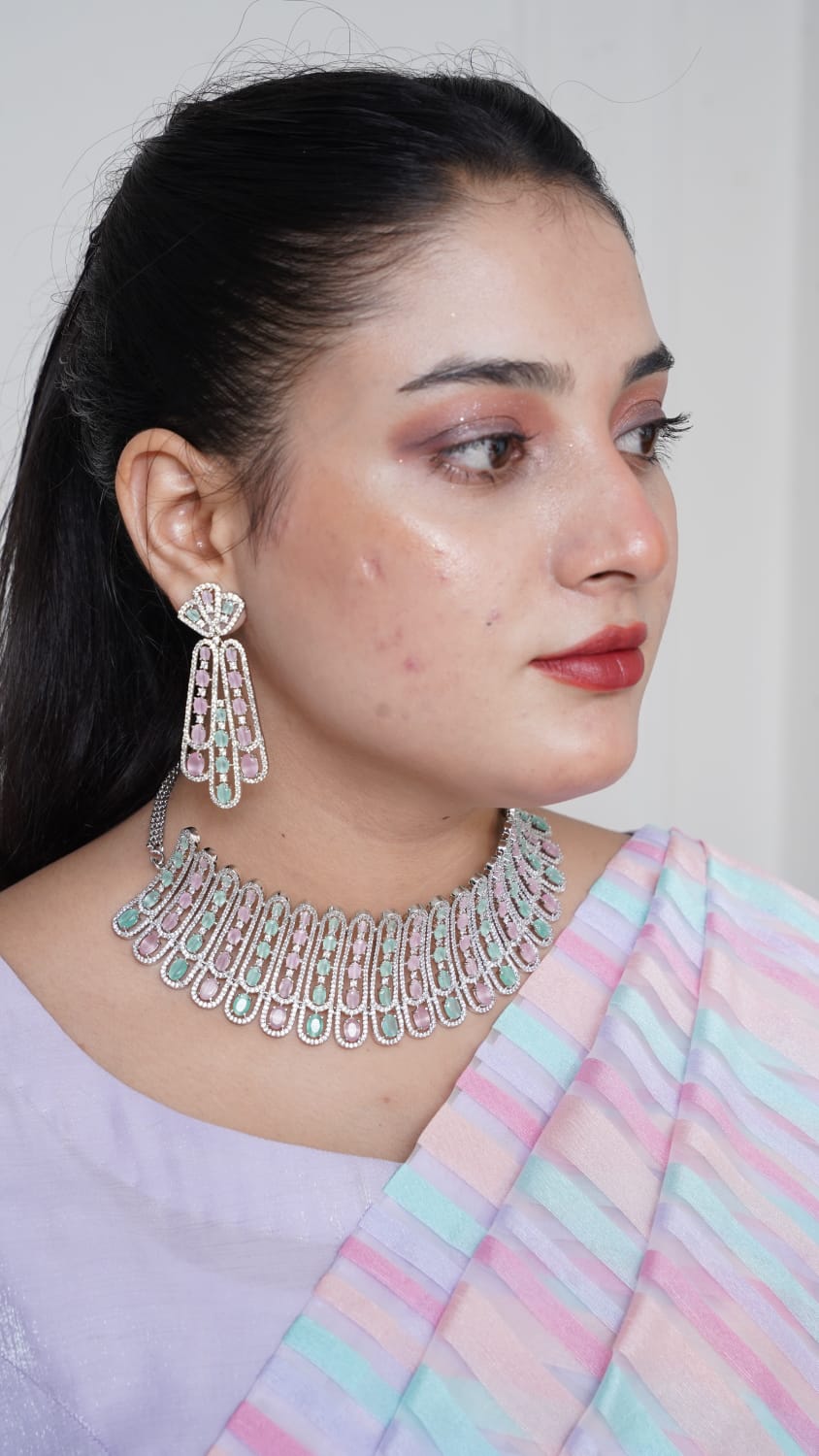 Blue, Pink & Aqua Silver Set