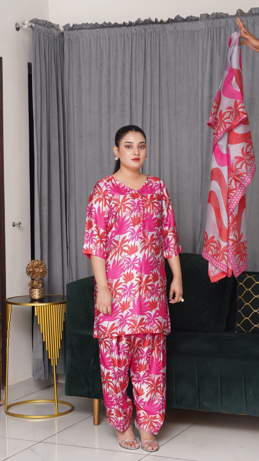 Shamooz Silk Printed 3-Piece Suit