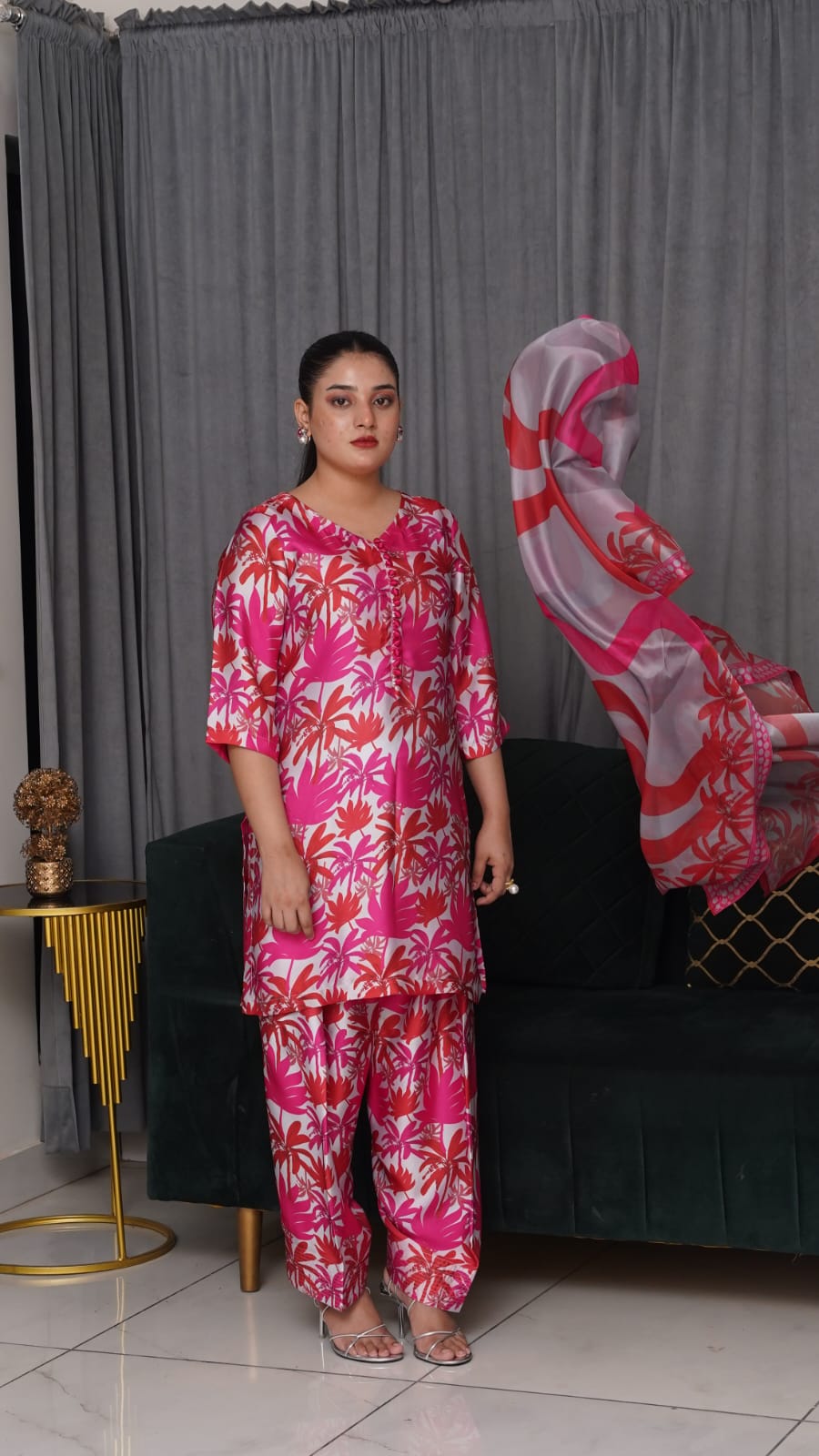 Shamooz Silk Printed 3-Piece Suit
