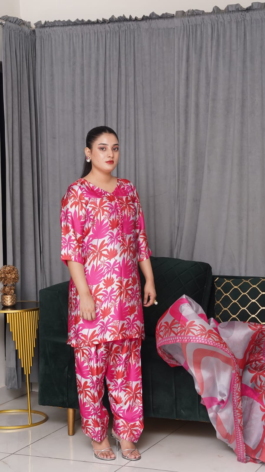 Shamooz Silk Printed 3-Piece Suit