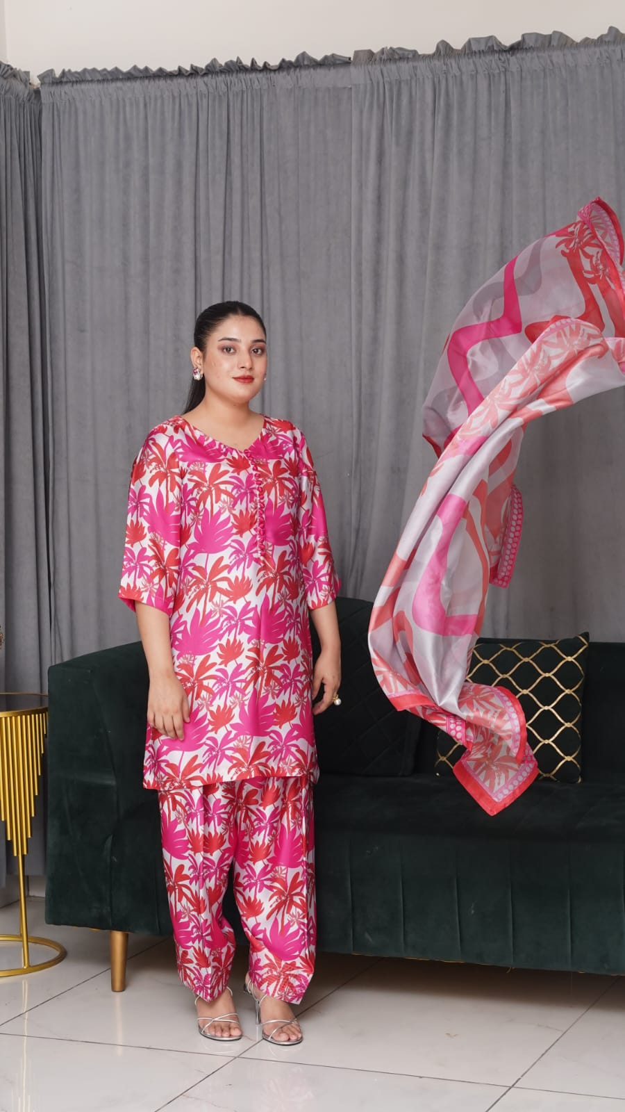 Shamooz Silk Printed 3-Piece Suit