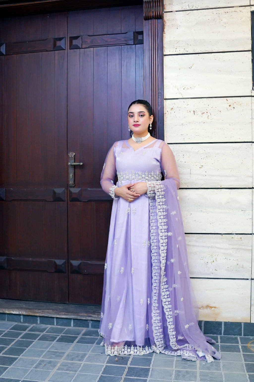 Cut Dana Net Maxi with Full Heavy Dupatta