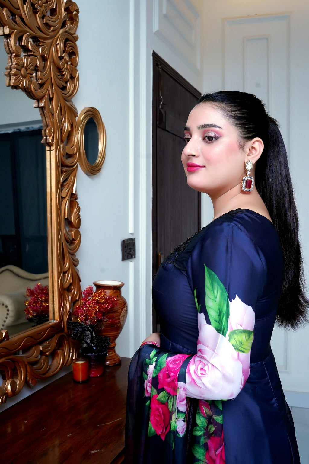 Shamoze Silk Digital Print with Dupatta and Neckline Design