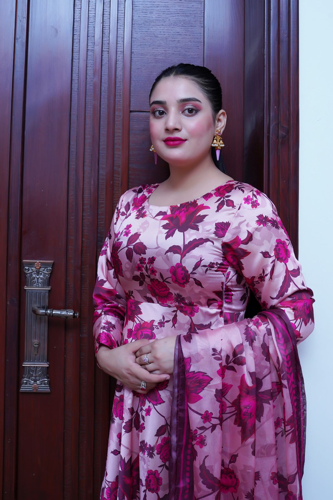 Shamoze Silk Maxi Digital Print with Dupatta