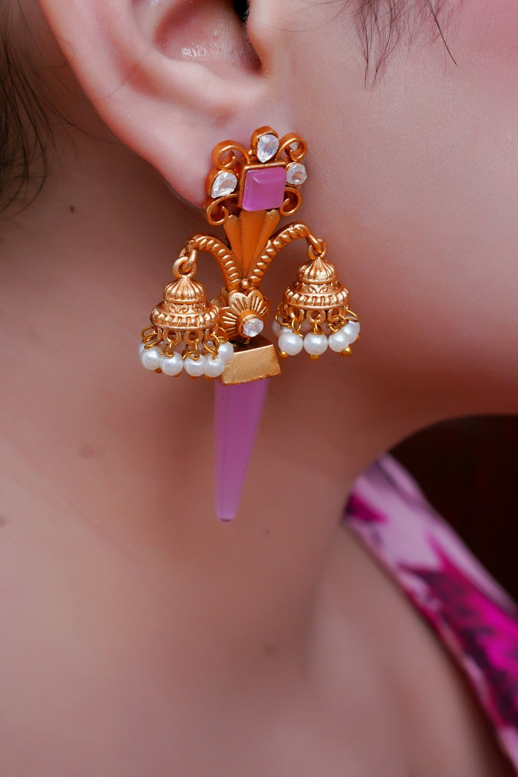 Cone Shaped Brass Elegant Earrings