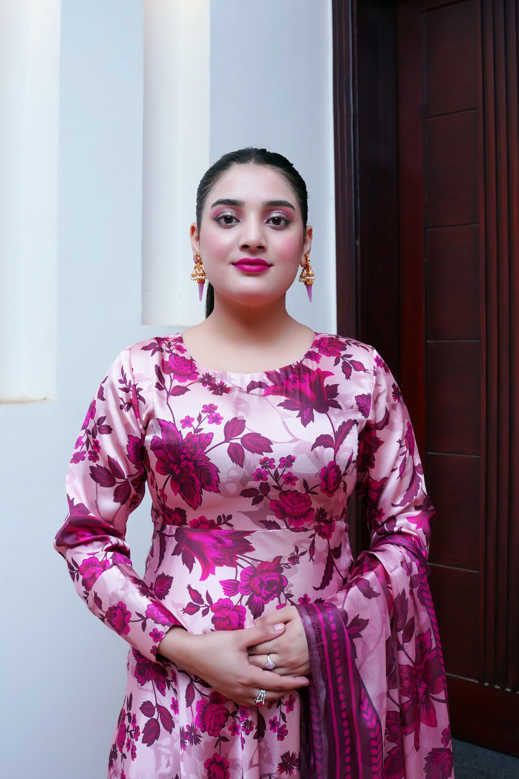 Shamoze Silk Maxi Digital Print with Dupatta