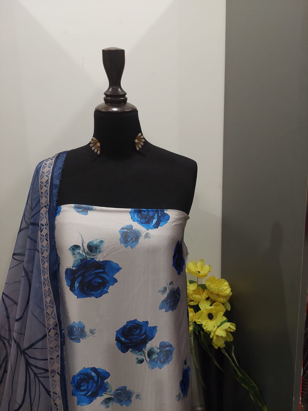 Shamooz Silk Digital Print Dress with Dupatta