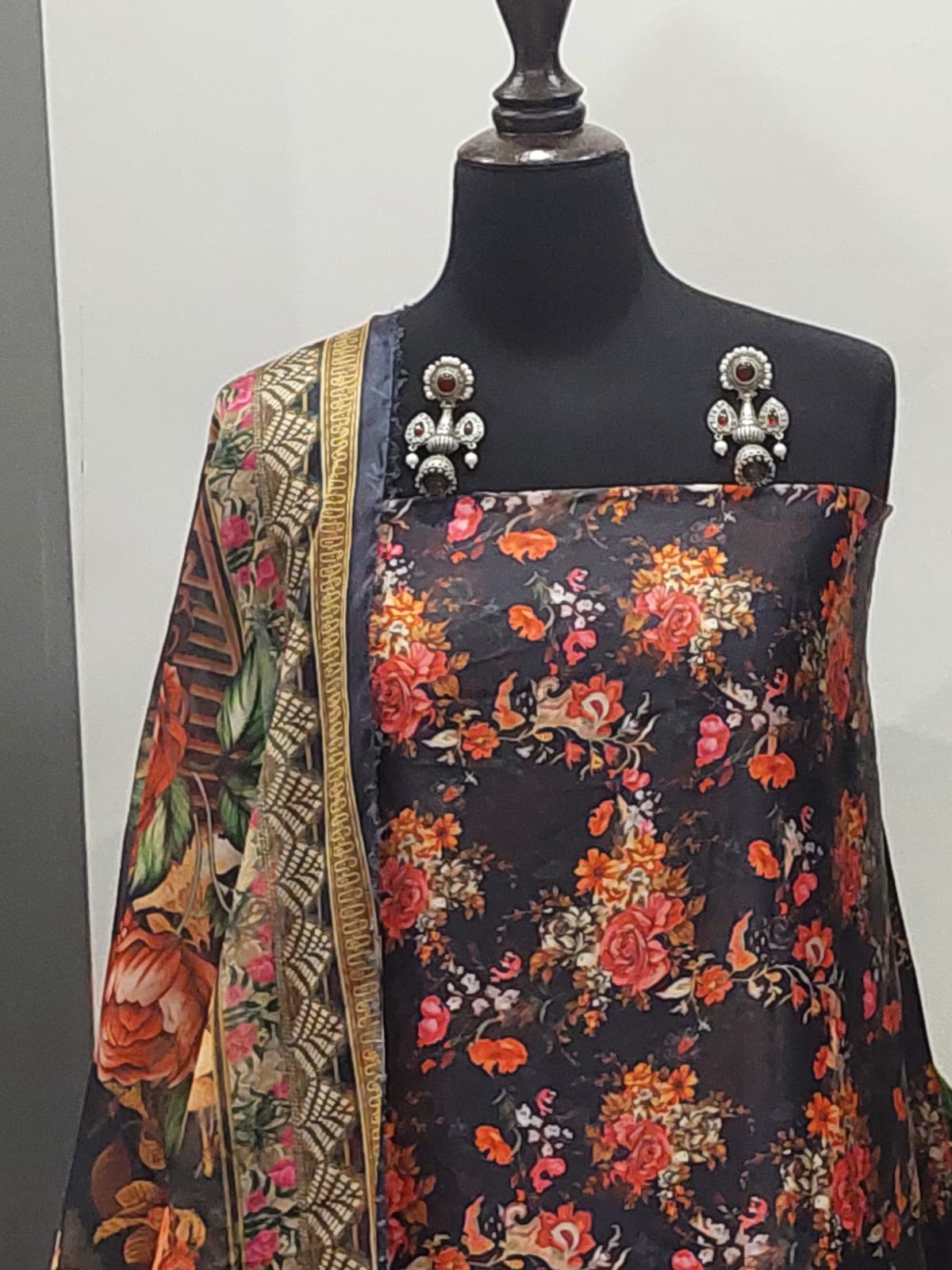 Shamooz Silk Digital Print Dress with Dupatta