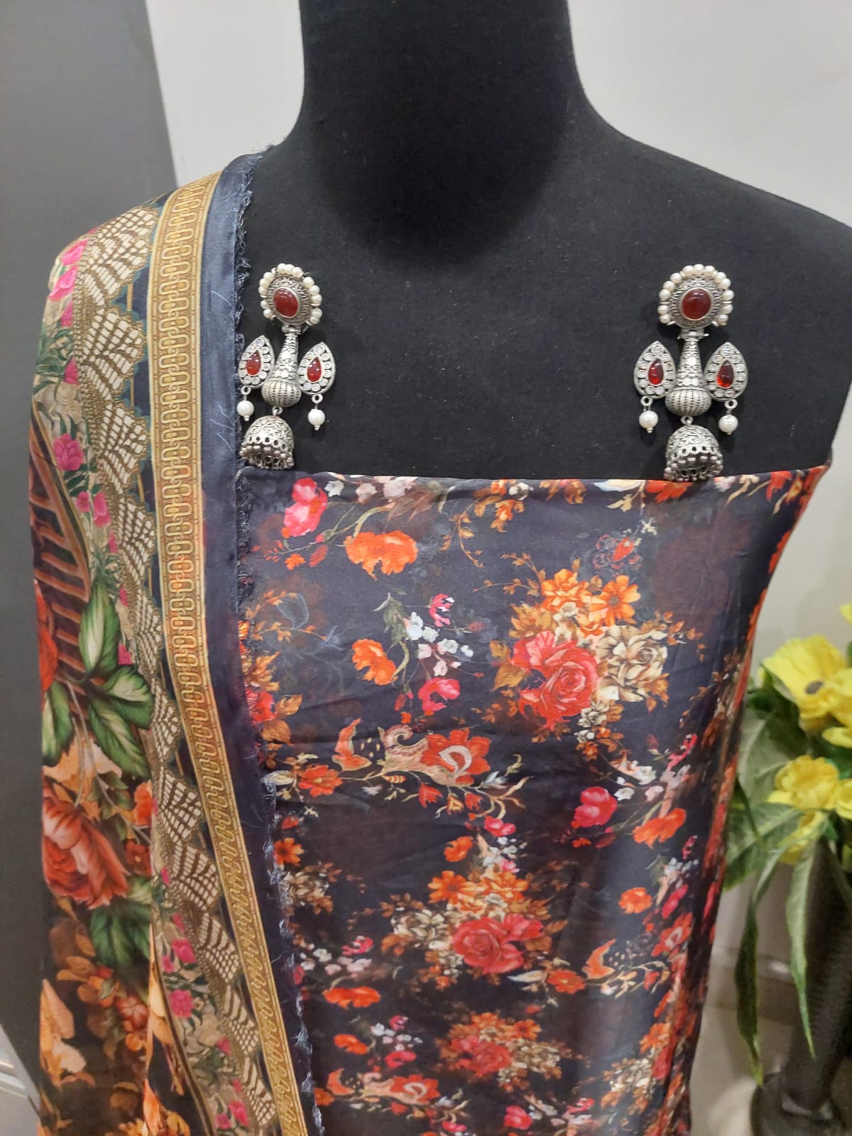 Shamooz Silk Digital Print Dress with Dupatta