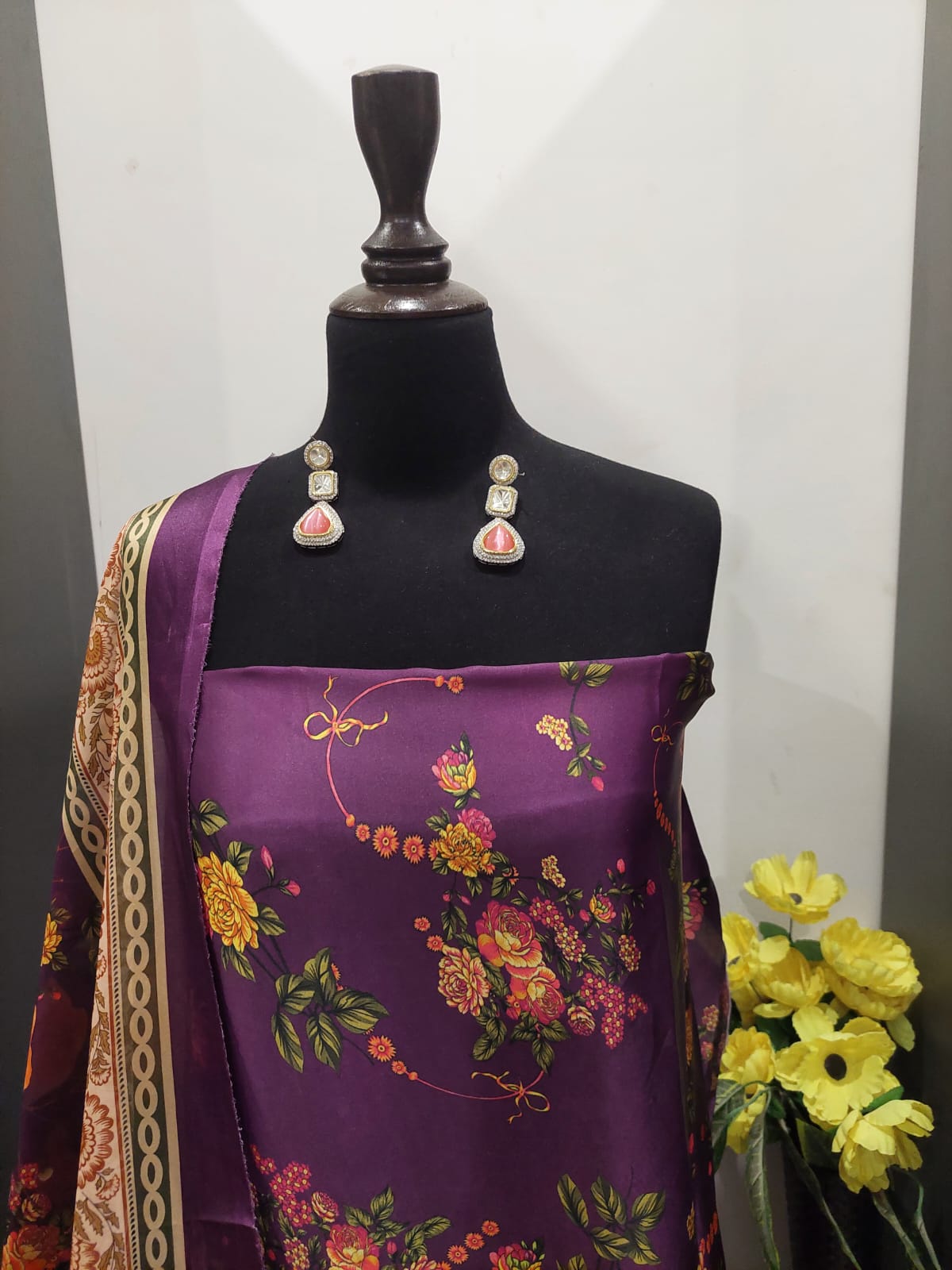 Shamooz Silk Digital Print Dress with Dupatta